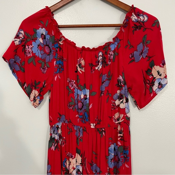 BAND OF GYPSIES Boho Red Floral Maxi Dress Size S - Picture 6 of 10